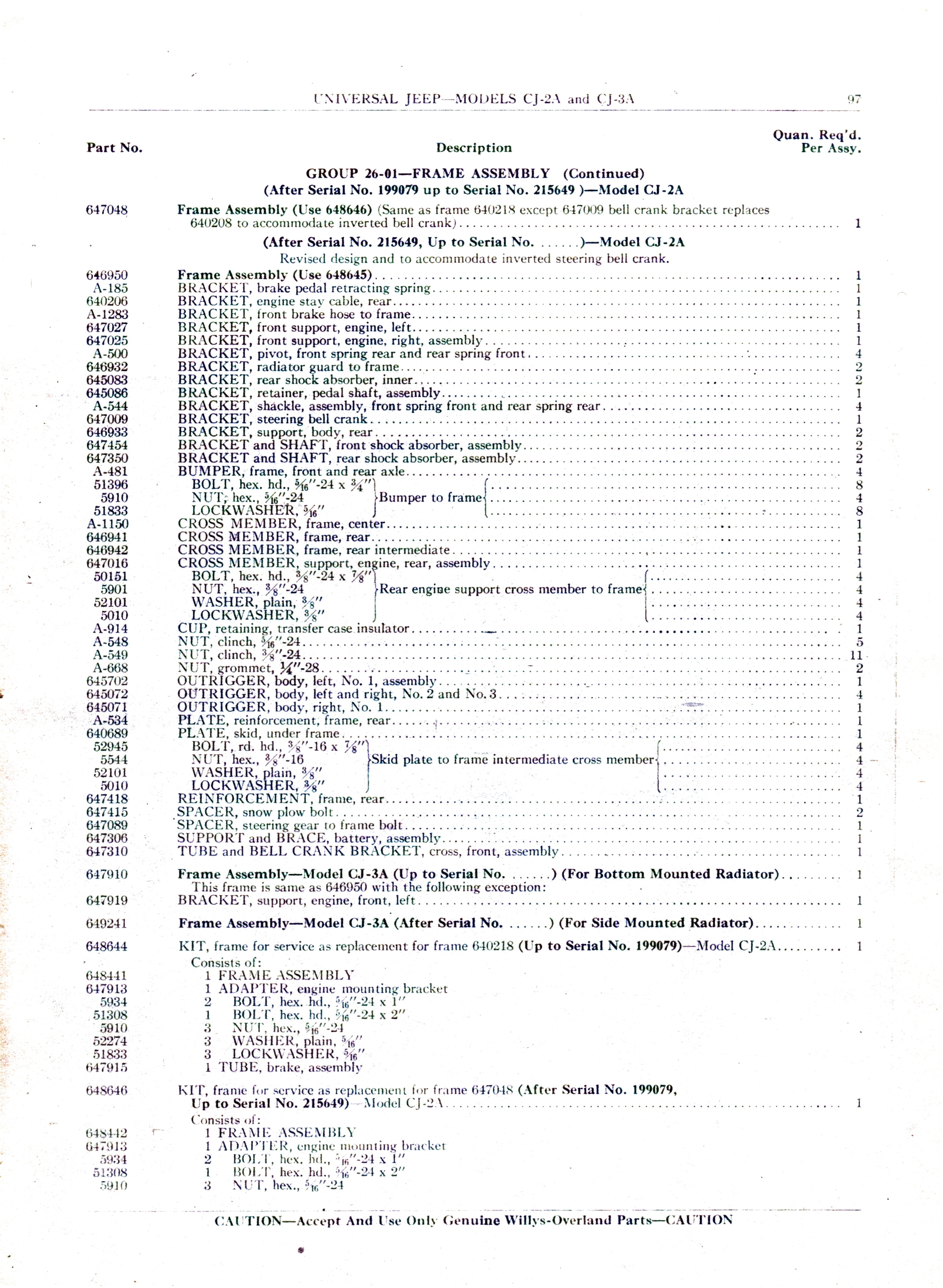 Group 26-01 — Frame Assembly